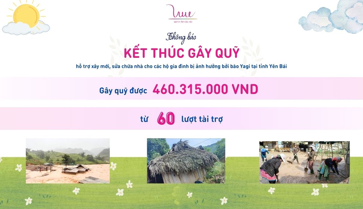 THÔNG BÁO: KẾT THÚC GÂY QUỸ hỗ trợ xây mới, sửa chữa nhà cho các hộ gia đình bị ảnh hưởng bởi bão Yagi tại tỉnh Yên Bái